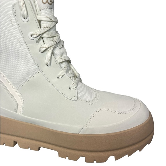 Ugg The Lug Boots Leather Canvas Combat Waterproof Bright White Womens Size 9 - Picture 14 of 16